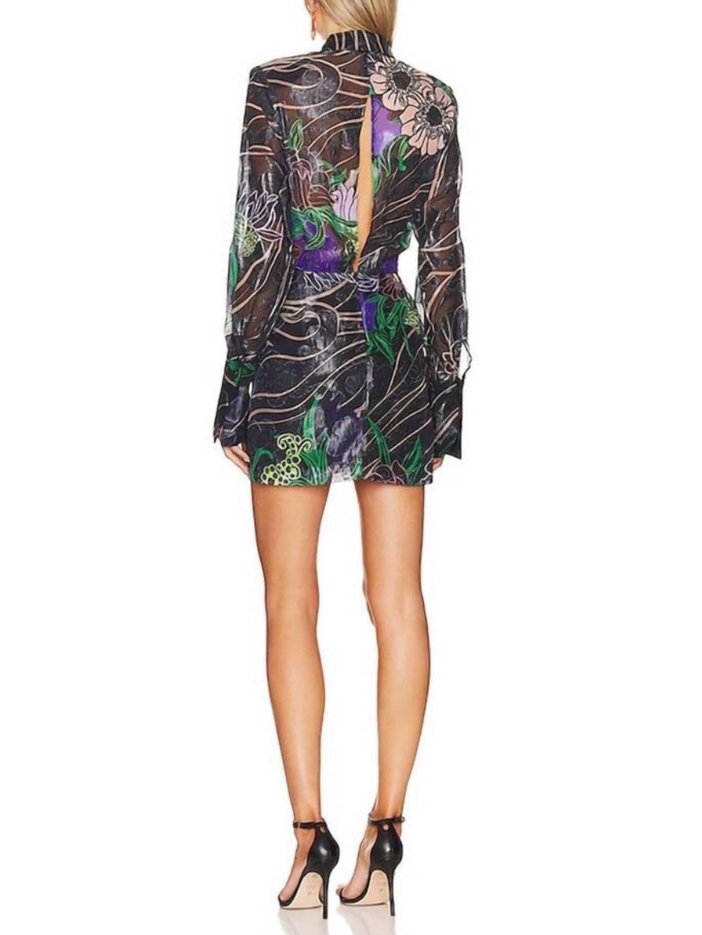 Sabina Musayev Abby Mini Dress Black Floral Metallic Size XS New With Tags - Picture 3 of 17